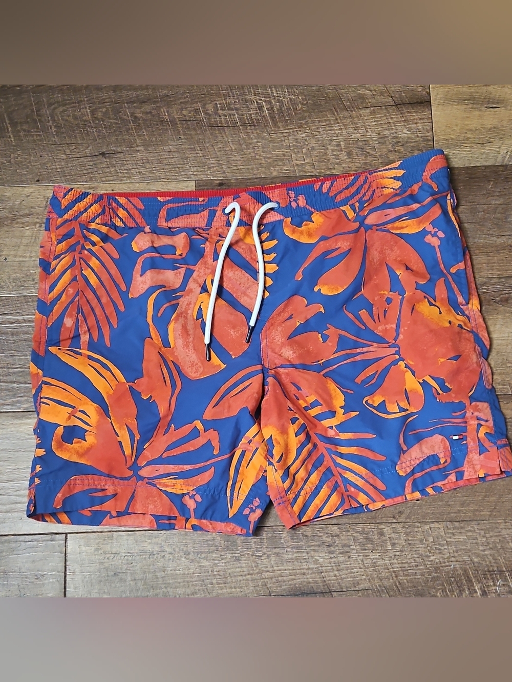 Tommy Hilfiger Red Swim Trunks with Navy Mesh Lining
